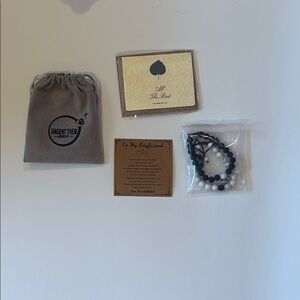 Black and White Beaded Bracelet Set for boyfriend from girlfriend gift